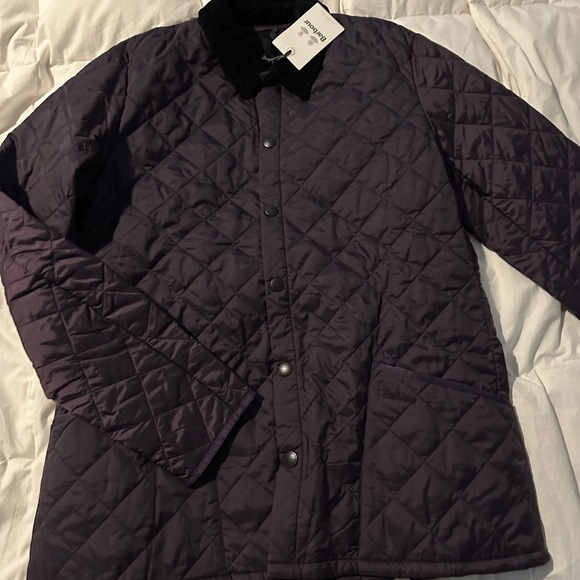 Barbour Heritage Littsdale Quilted Jacket in Eggplant with Black Accents - Picture 1 of 10